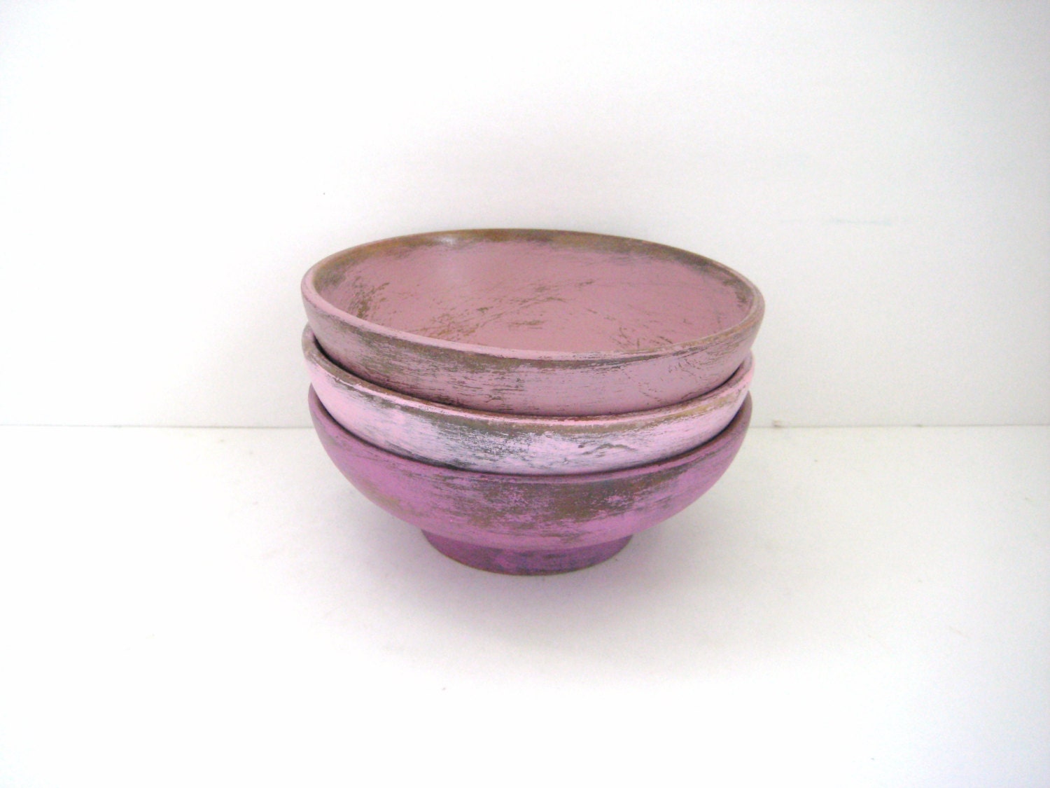 Storage Bowls - Shabby Chic Pretty - Set of 3 - Pink