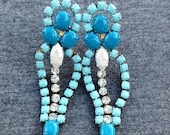 Hand painted Vintage Rhinestone Earrings LuLu
