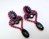 Neon Purple Vintage Rhinestone Earrings