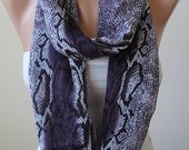 Mother's Day Gift - Lilac Snake Skin - Circle -  Loop Scarf - Chiffon Fabric