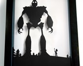 Iron Giant and Hogarth 3D silhouette 11x15 handcut paper craft by Pigg