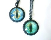 CLEARANCE Custom Creature Eye Steampunk Inspired Necklace - I Spy with my Evil Eye Glass Dome Pendant - many Cat/Dragon eyes available