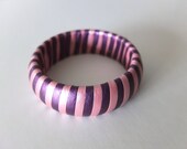 Handcrafted Bangle, Colorful fabric wrapped  bangle (Pink)