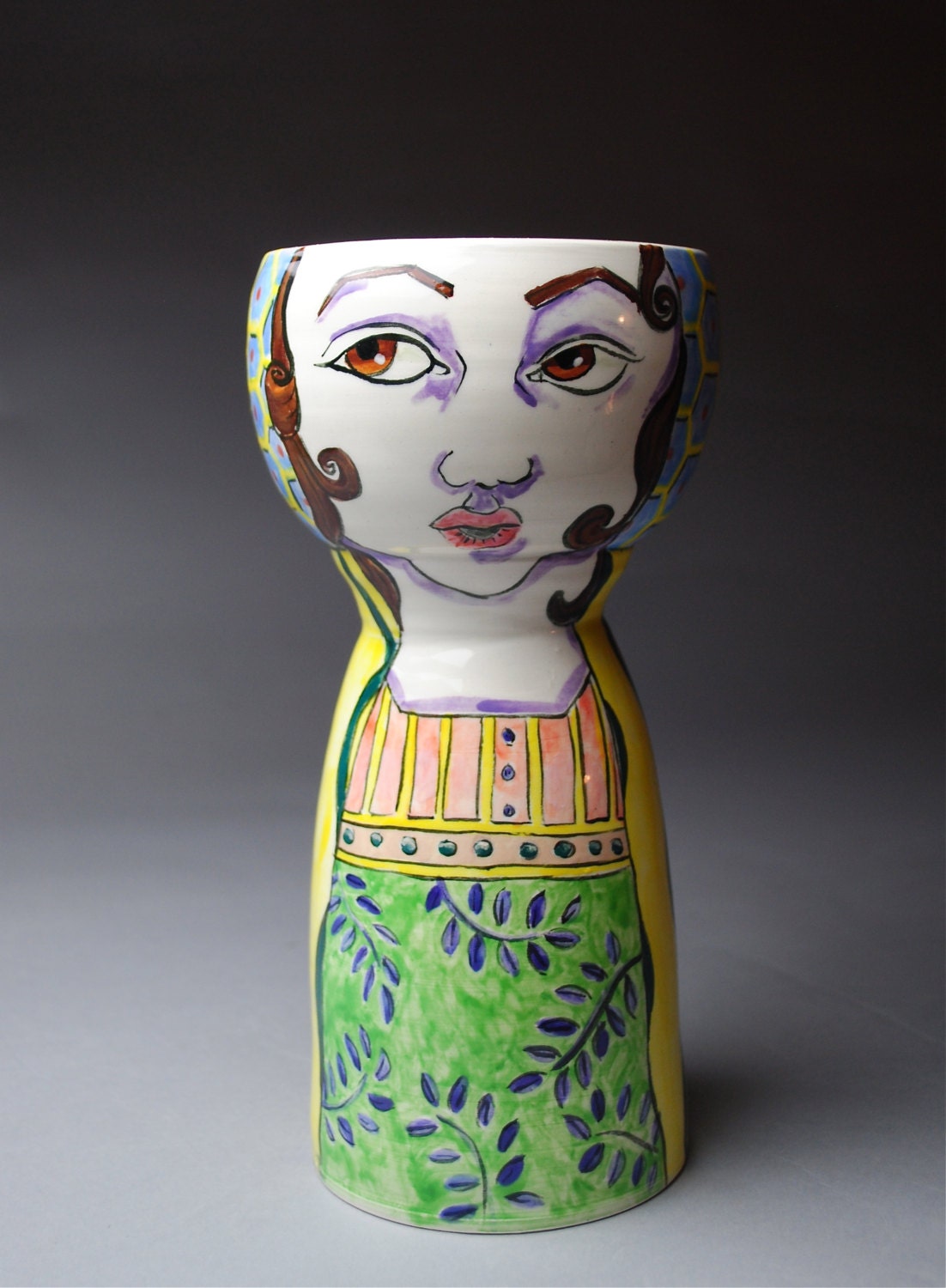 Handmade Clay Candle Holder Vase