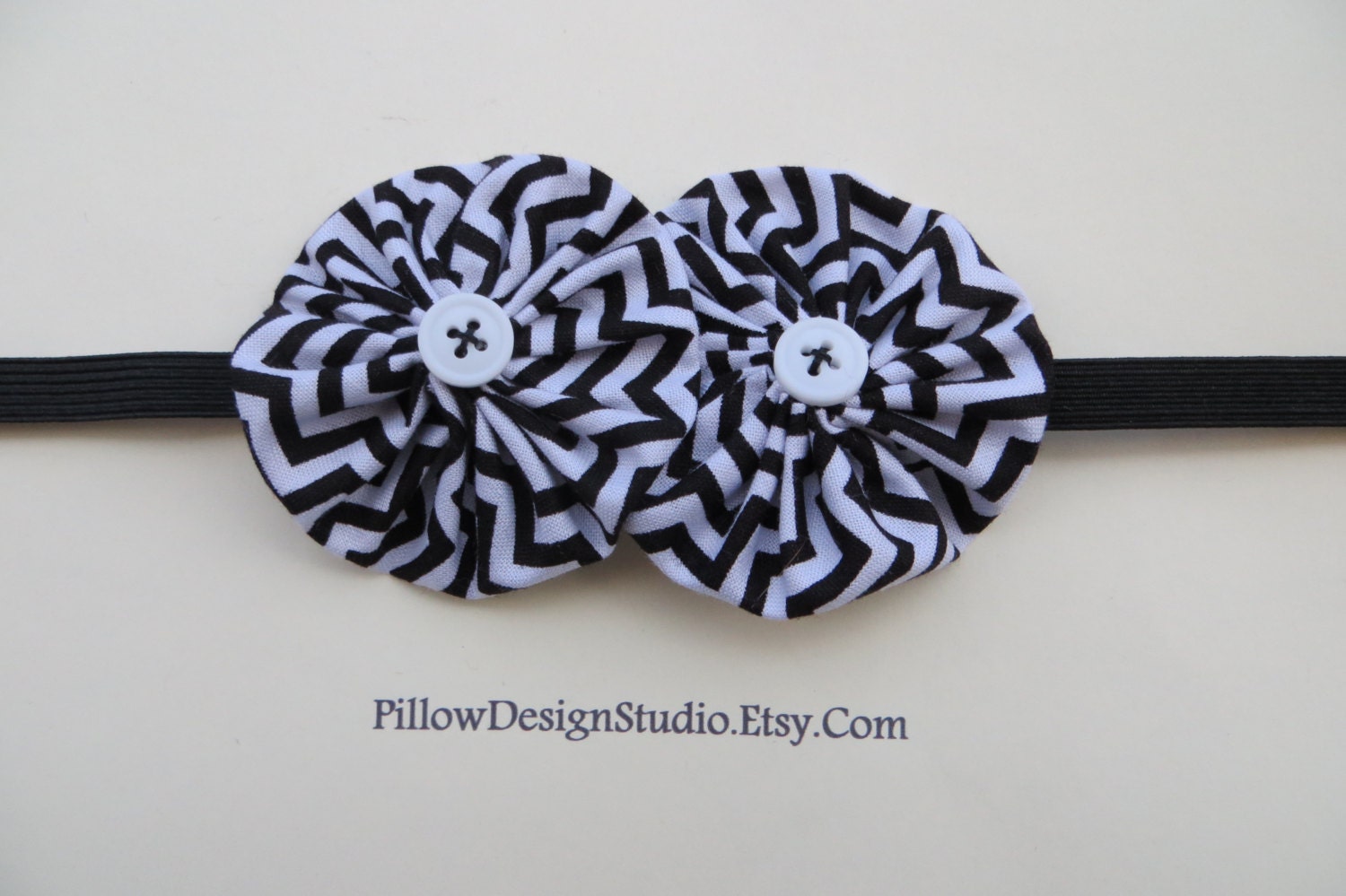 Black and white chevron headband -- customizable with your favorite color elastic