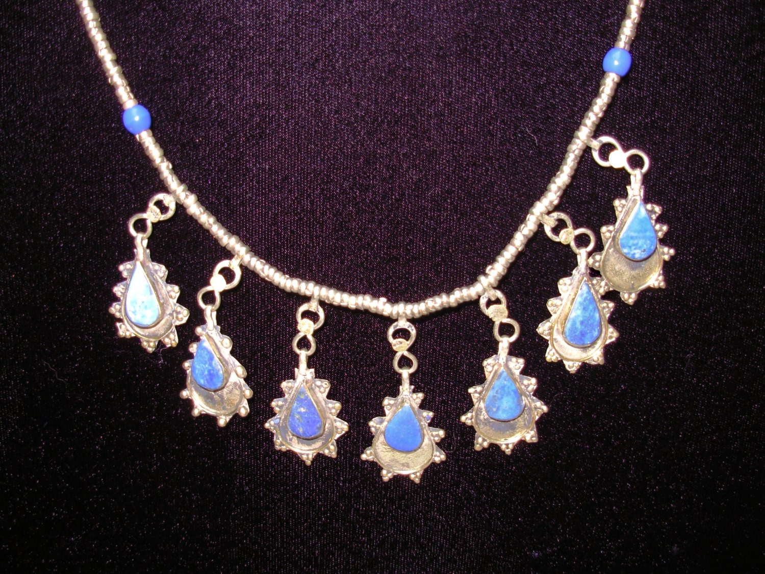 Vintage Silver and Lapis   Kuchi Tribal Necklace