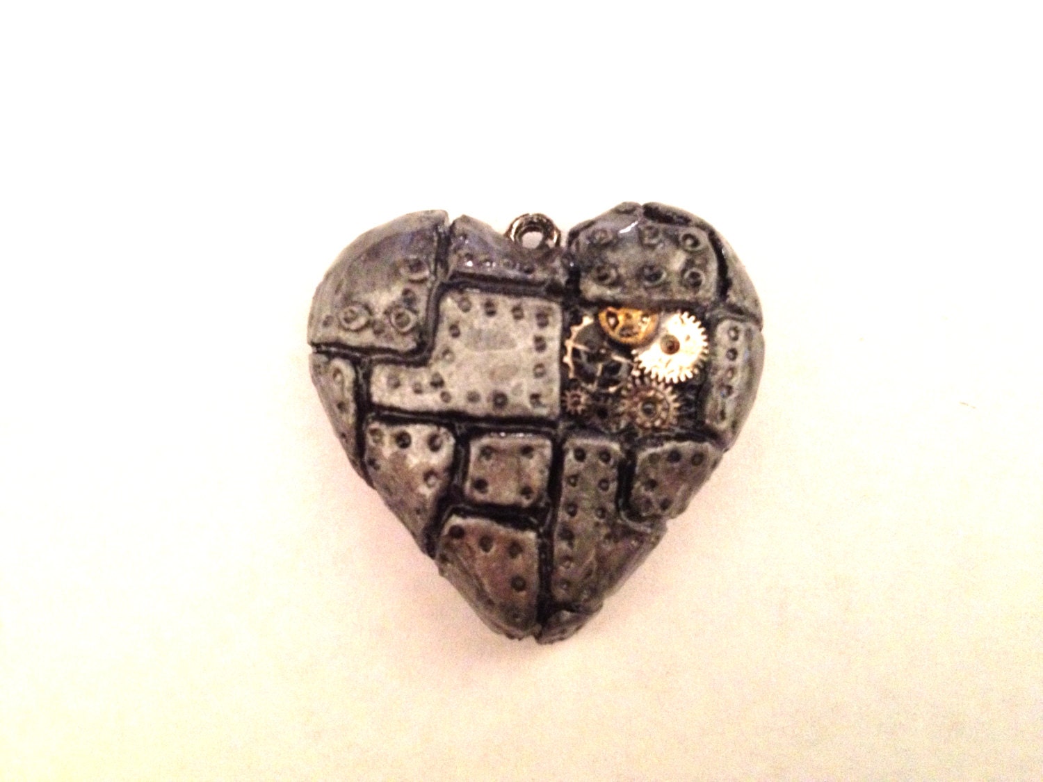 Steampunk Heart Pendant with Real Gears