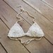 crochet bikini tops. swimwear for spring break. color featured: off-white. made to order in your size