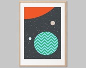 Yavin Star Wars Planet Poster : Modern Illustration Retro Art Wall Decor Print A4 8 x 11