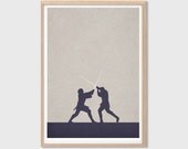 Obi-wan Kenobi VS Anakin Skywalker Duel Poster : Modern Star Wars Movie Seventies Illustration Retro Art Wall Decor Print A4 8 x 11