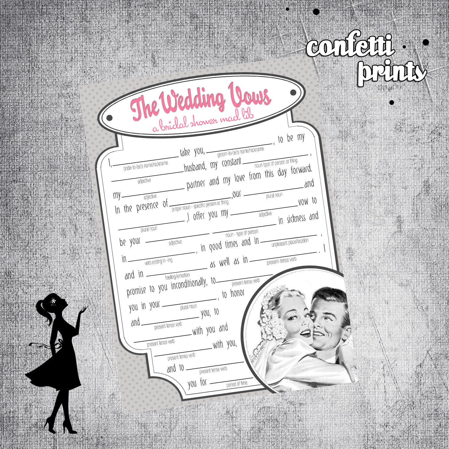 Retro Bridal Shower Game - THE WEDDING VOWS Printable Il_570xn