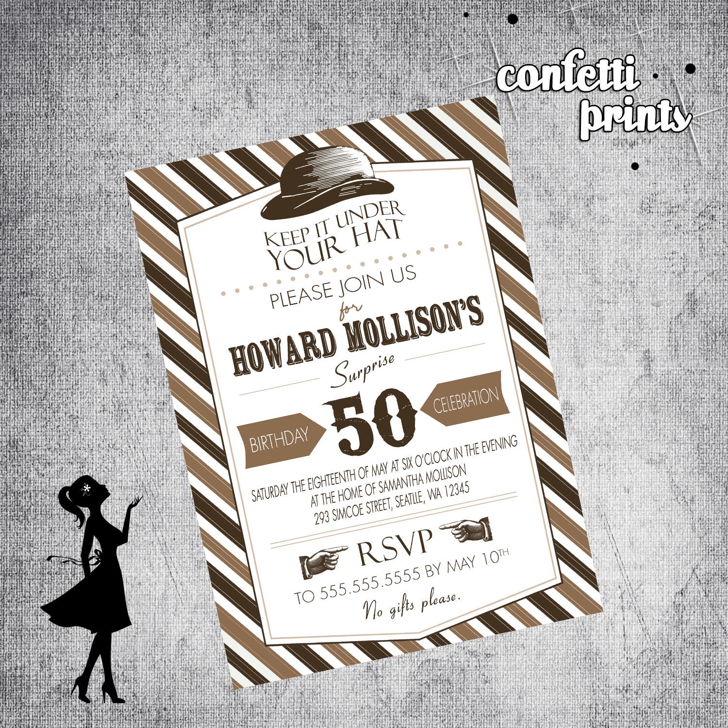 Birthday Invitation - UNDER YOUR HAT Printable Il_570xn