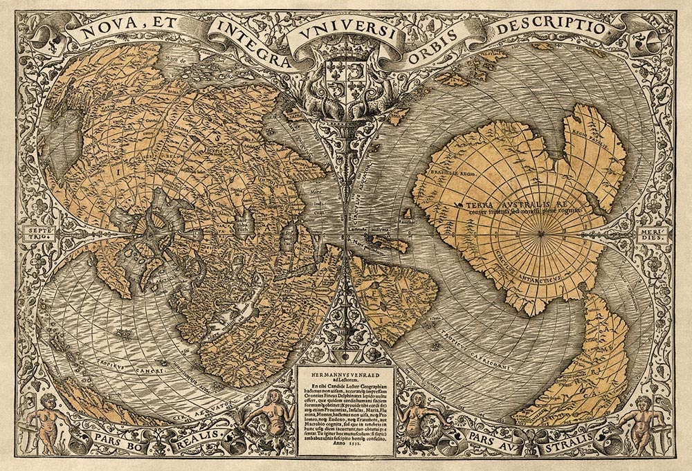 Antique Map of the World (1531) by Oronce Fine - 12.9"x19" - Archival Print