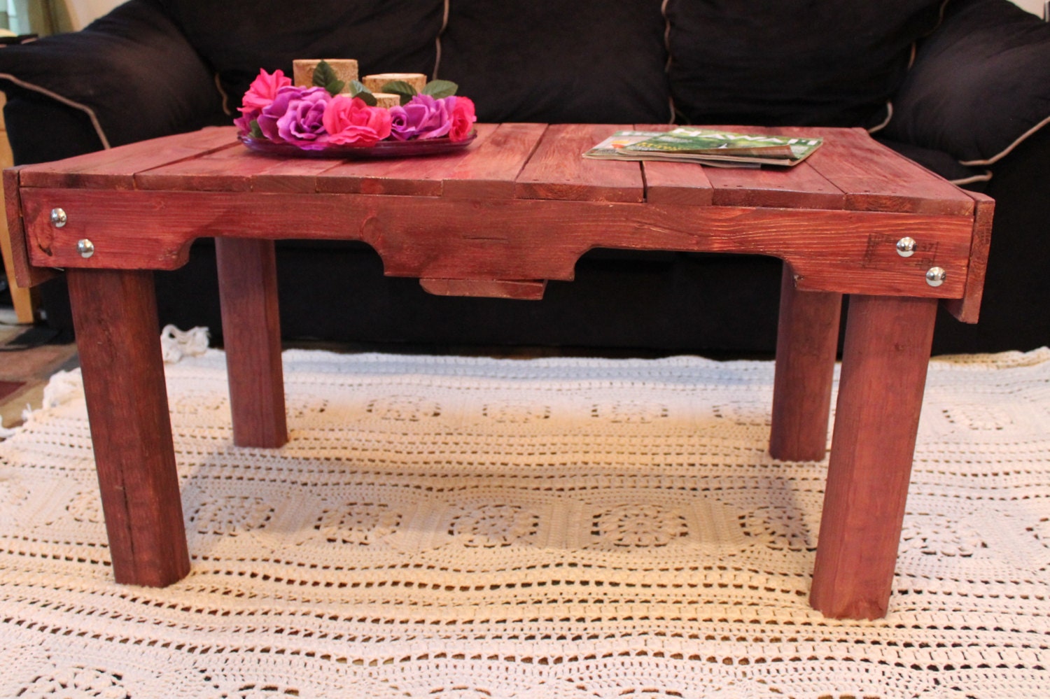 wood pallet coffee table rustic handmade recycled furniture