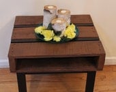 Rustic pallet wood side end plant table recycled re-purposed handmade brown black