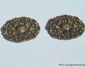 Pair of Vintage Solid Brass Embossed Drapery Tieback Medallions