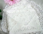Doily Paper Lace Envelopes, Vintage, Wedding, Handmade, A2 White, Invitation Liner, Tea, Shabby Chic, 25 Piece Set