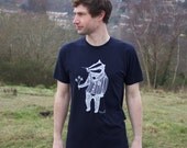 Mens T-shirt hand screen printed on Organic cotton with eco-friendly inks. Bob the Badger.