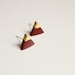 gold dipped triangle studs - oxblood and gold - minimalist geometric earrings