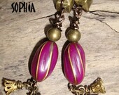 100% donated to Alzheimer's -  Earrings -  Byzantium Violet - Beaded -   Brass - JBP052