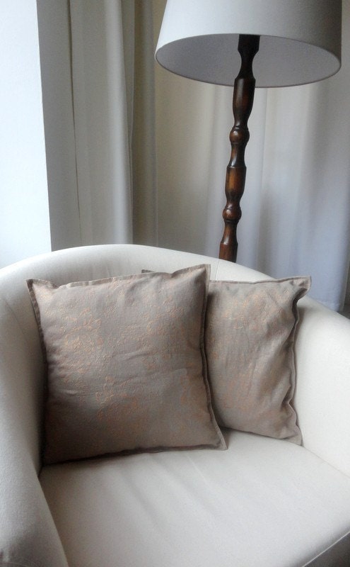 Decorative Throw Pillow Cover, Set of Two , Pillow Cover,Medium Taupe Pillow , Pillow Case 16 x 16 inch