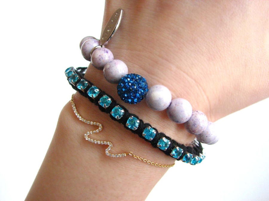 Small Boxchain & Rhinestone friendship bracelet