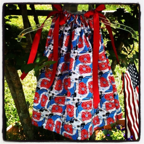 Red White and BOOTS pillowcase dress -infant baby toddler girl -patriotic- July 4th - memorial day- summer fireworks - cowgirl