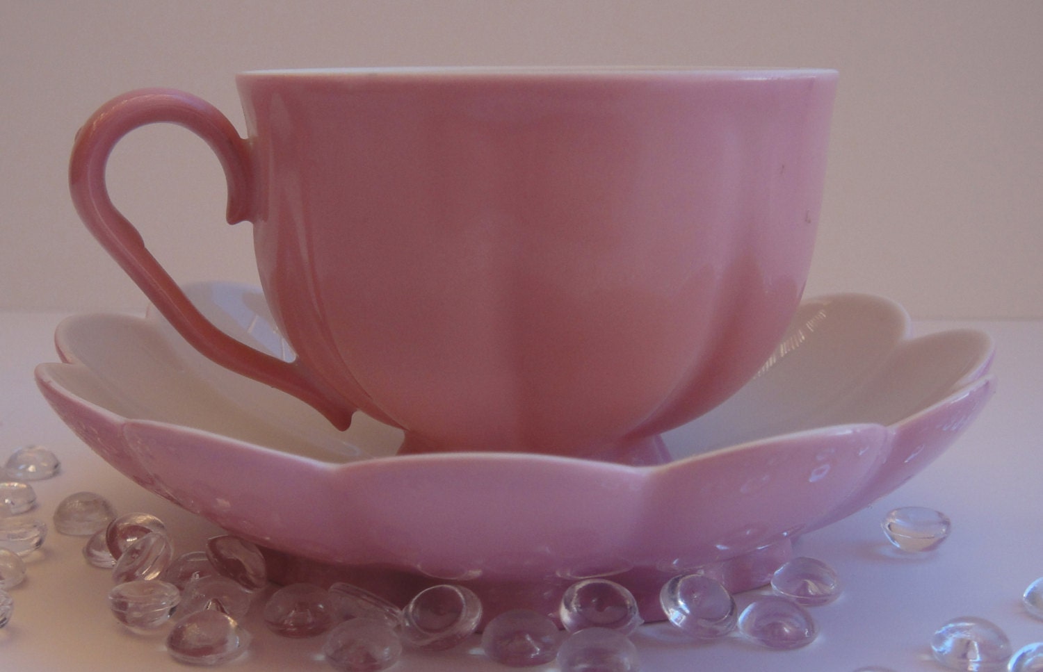 WIEN Cabinet Cup and Saucer, Vienna Wien Demitasse Hand Painted Cup and Saucer, Austria.Pink