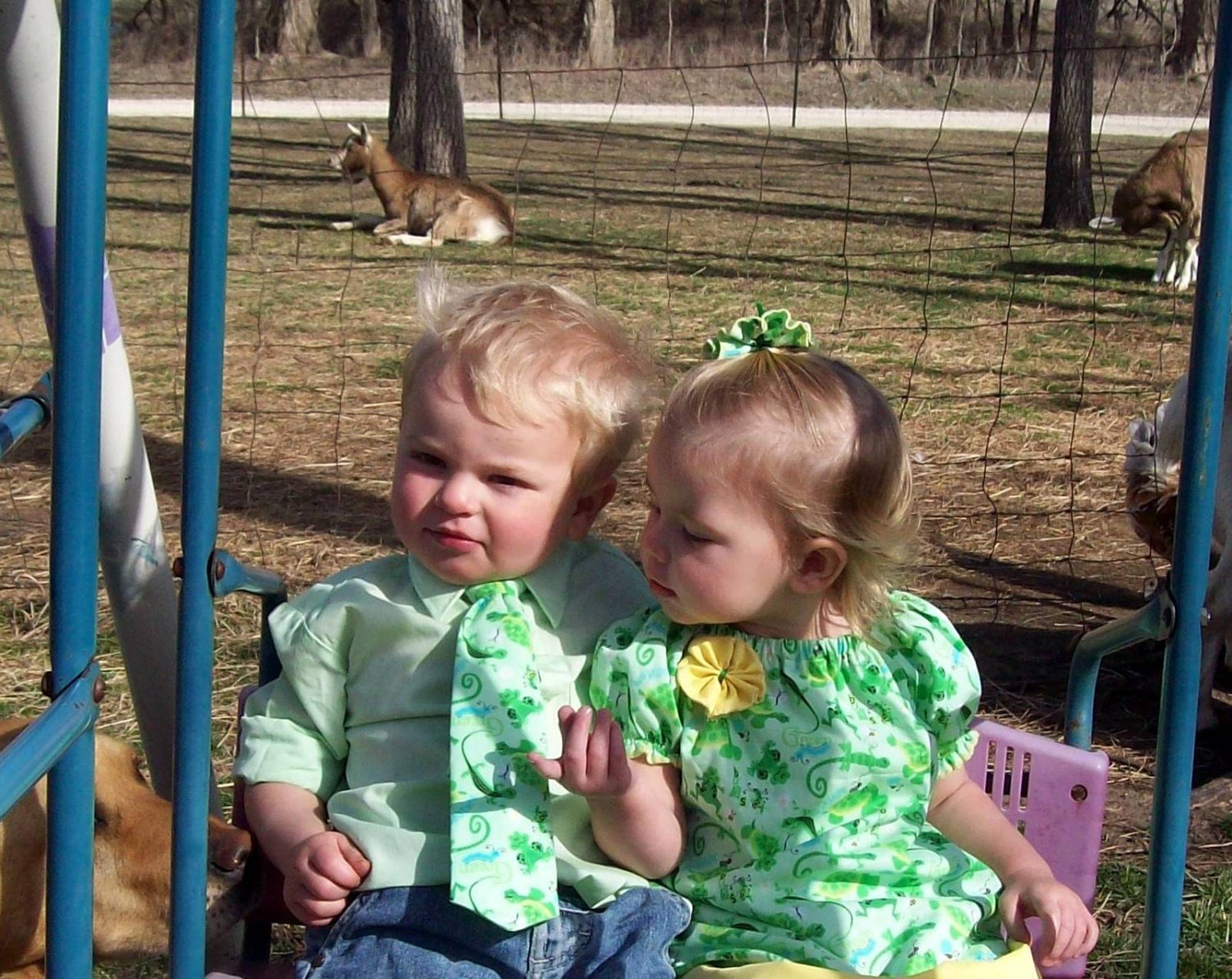 Brother sister matching outfit - outdoor lover peasant dress and velcro back tie