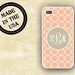 Geometric Iphone 5 case, Iphone 4 case - Coral peach diamond pattern, preppy Iphone 5 case, Iphone 4 case, 4s silicone or plastic (9786)