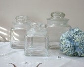Vintage Apothecary Jars - set of three clear glass