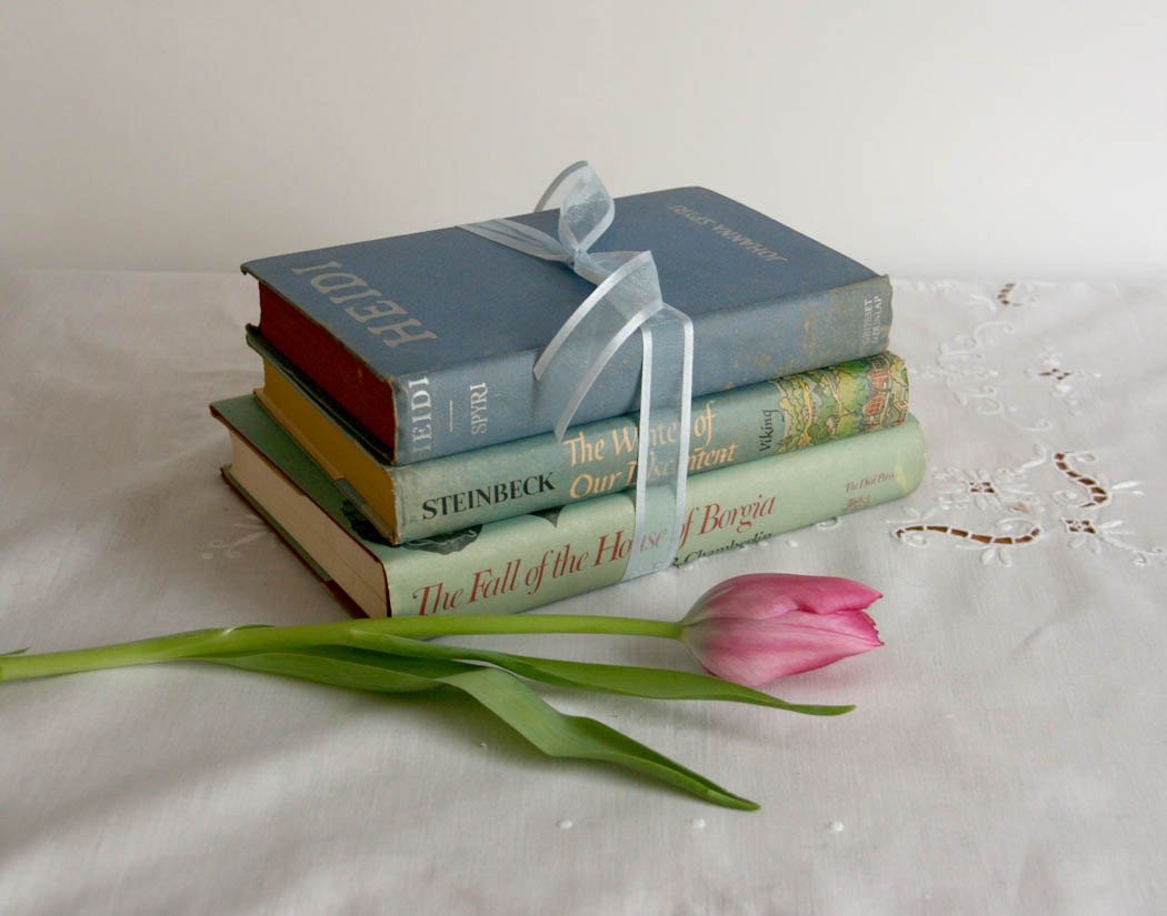 Vintage Classic Book Collection blue green teal home decor 1940s instant collection