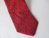 Mens Vintage Necktie, Handmade in Italy For John Mack & Son 100% Silk Equestrian Paisley Pattern Father's Day