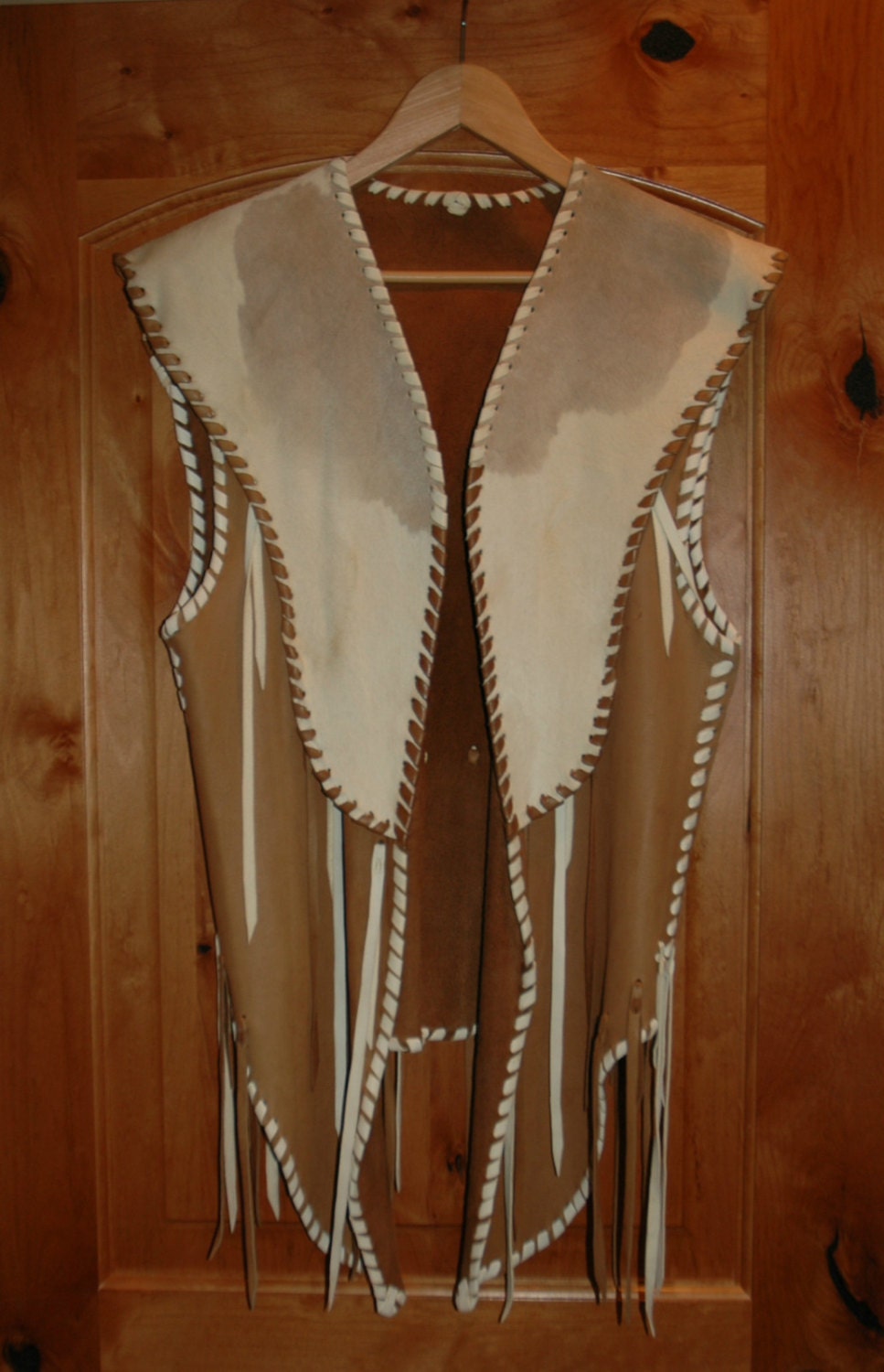 One of a Kind Custom Made Deer Skin and Calf Skin Vest with Fringe