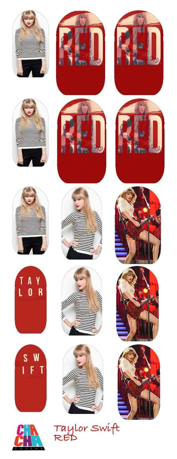 TAYLOR SWIFT RED Hot Cha Cha Covers Nail Decals