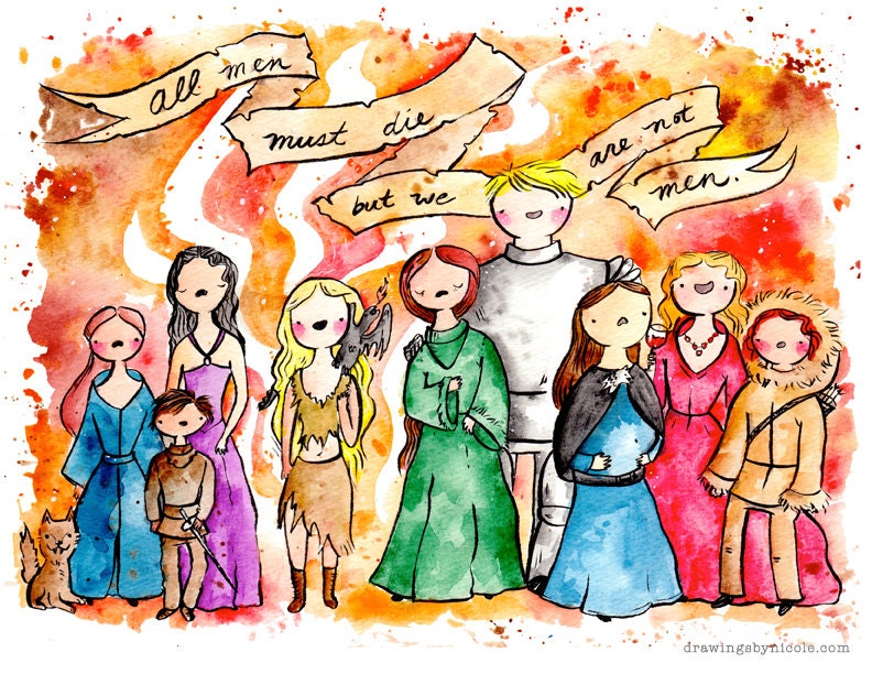 Ladies of Game of Thrones 8.5x11 inch Print, fan art. Watercolor painting.  Khaleesi Daenerys Targaryen
