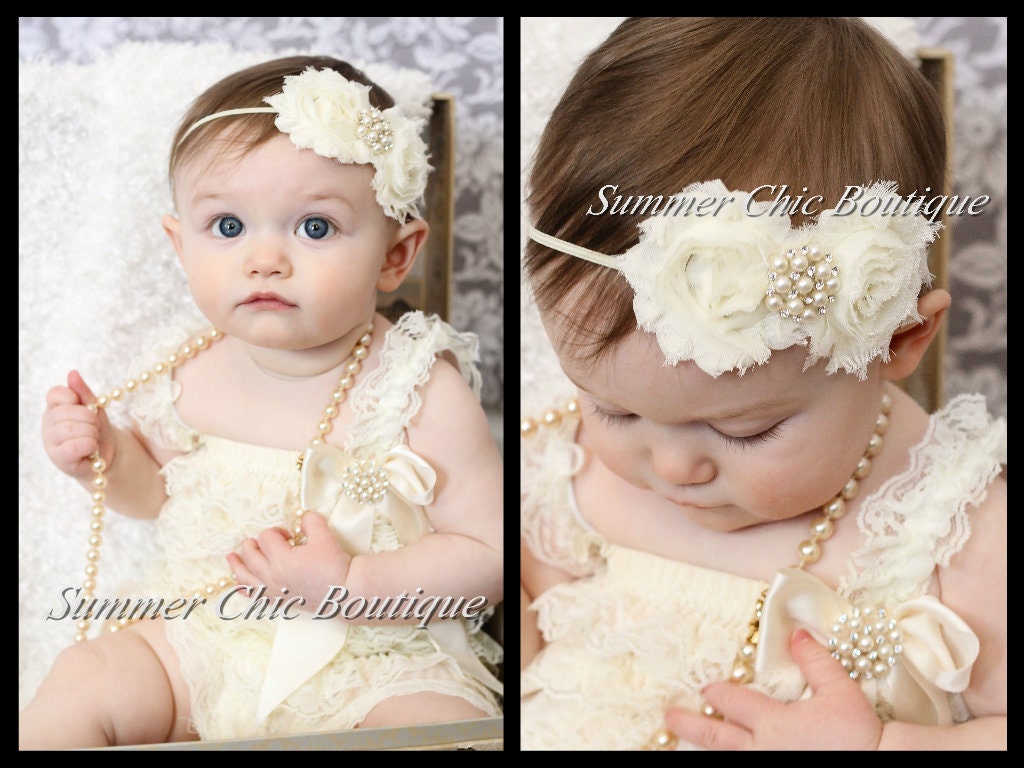 Romper AND Headband Set Ivory Petti Romper, Lace Romper, Petti Romper, Baby Romper, Ivory Romper and Headband Set