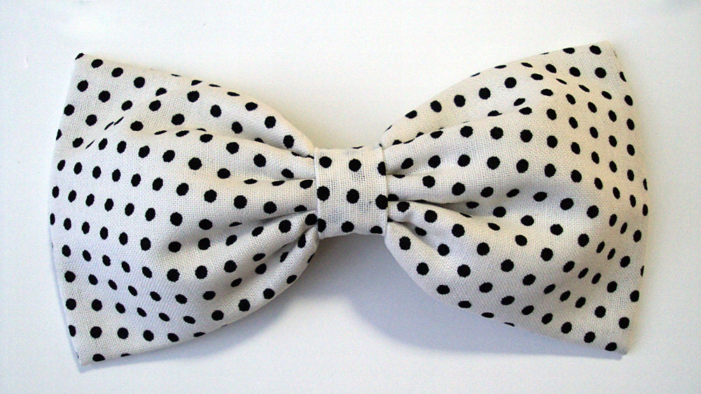 Black & White Retro 40s / 50s Polka Dot Hair Bow- Barrette, Headband, or Clip