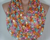 Knitted Multicolor Loop Scarf Infinity Scarf Accessory Scarf by Arzu's Style