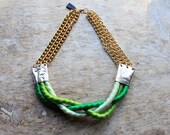 Emerald green braided rope necklace /// Inanna