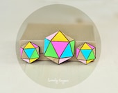 Set of  Wood Brooch with Earrings Geometry Polyhedron ( Laser cut )