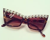 Cat Eye Sunglasses, Embellished Sunglasses, Pearl Sunglasses, alexander wang inspired, tortise shell, Brown Sunglasses, sunglasses
