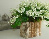 mother's day centerpiece bouquet birch bark wood vases flower pot rustic lily of the valley baskets wedding garden party centerpieces