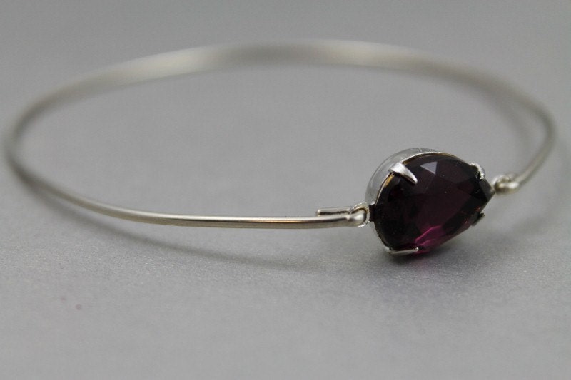 Stacking Bangle - Bangle Bracelet - Purple - Silver Bangle - Bridesmaid Jewelry - Amethyst Bracelet