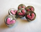 Pink Hearts Thumb tacks - polymer clay