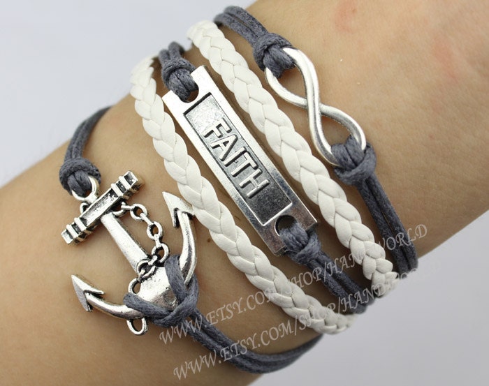 Silvery Anchor Bracelet Faith Bracelet Infinity Karma Bracelet Friendship Charm Bracelet Best Choose Gift.-N1560
