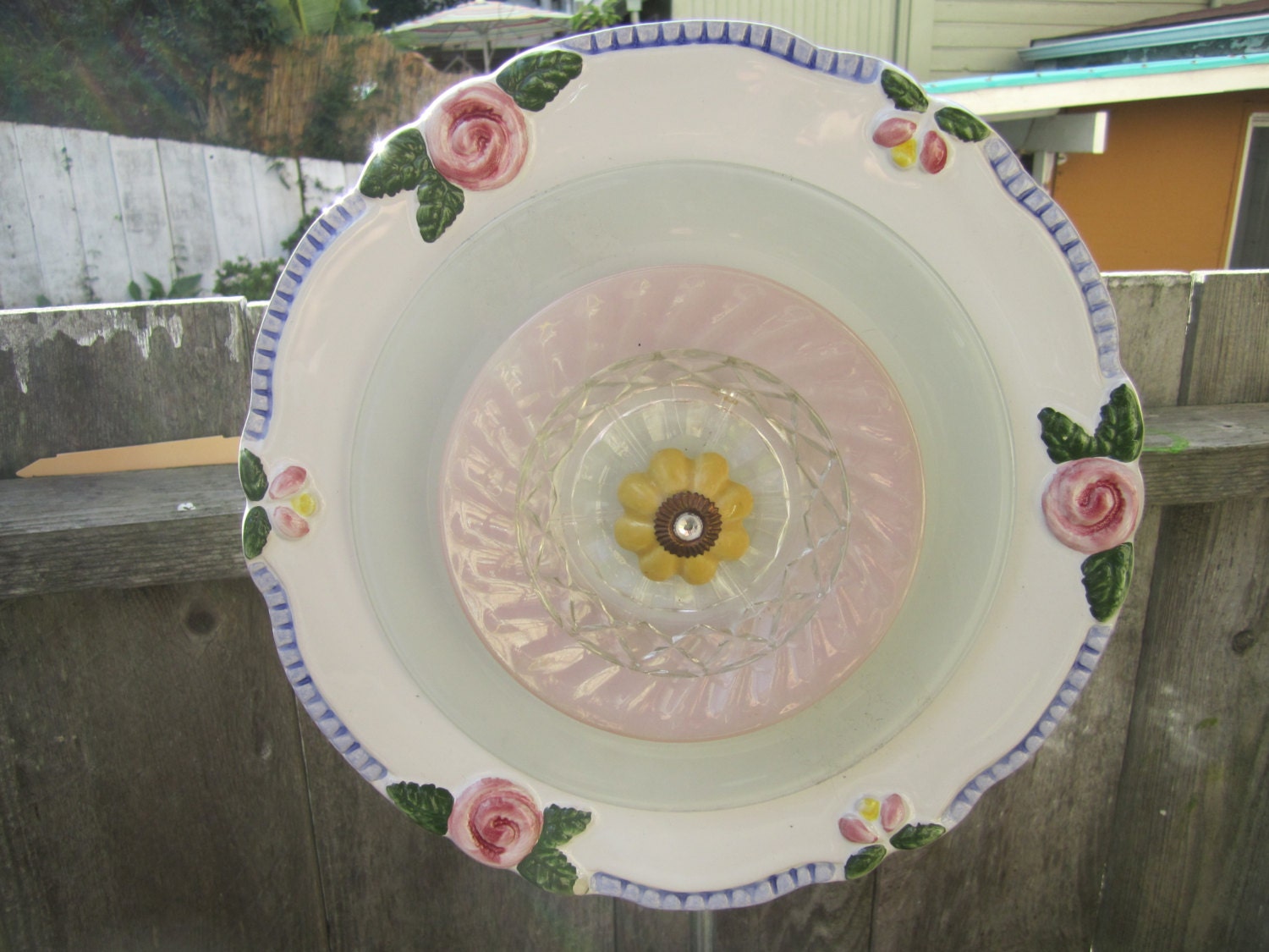 Rose Ceramic Glass Garden Plate