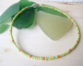longer length anklet in citrus colours of lime green, orange and yellow for everyday or at the beach