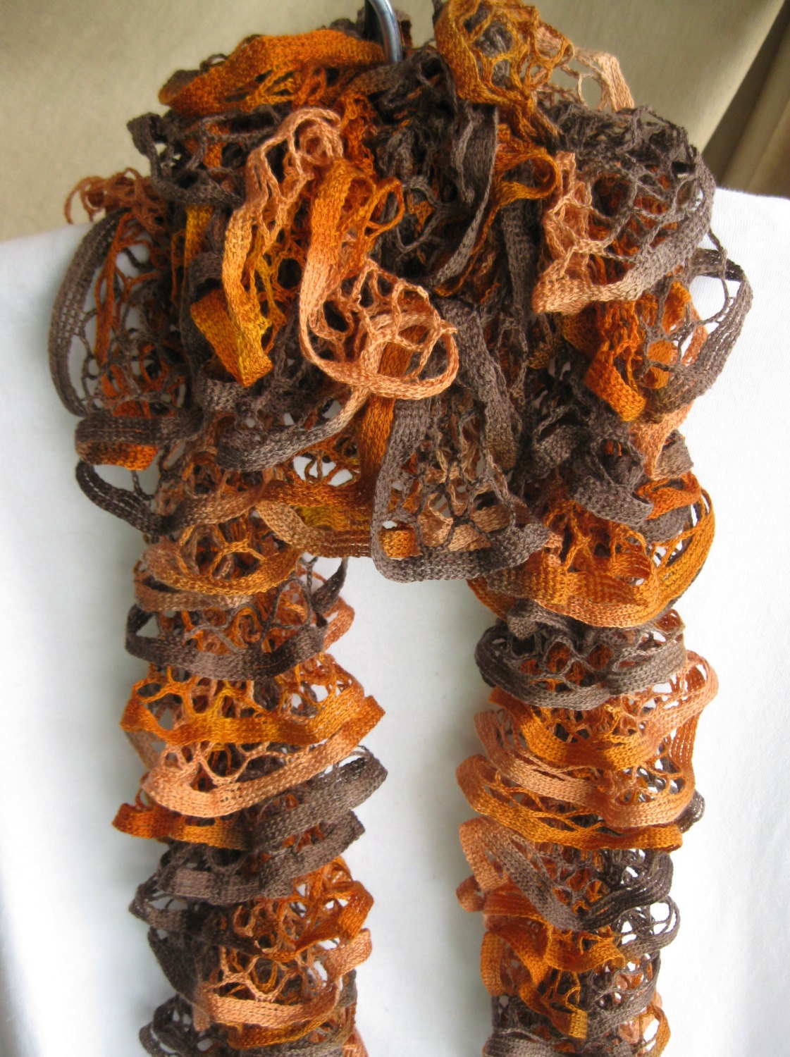 Caramel Mocha Ruffled Frilly Scarf