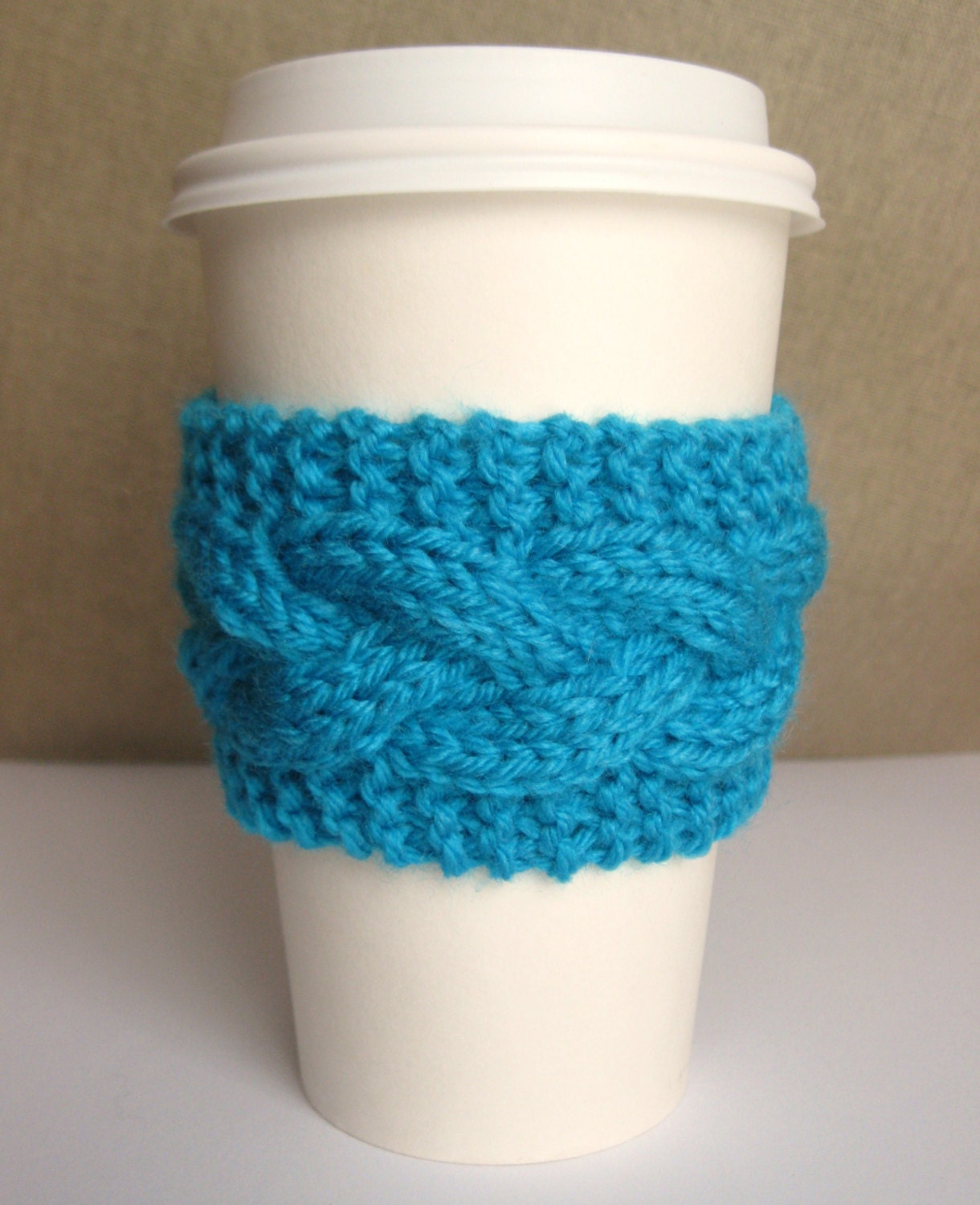 Blue Razzberry Cable Knit Cup Cozy